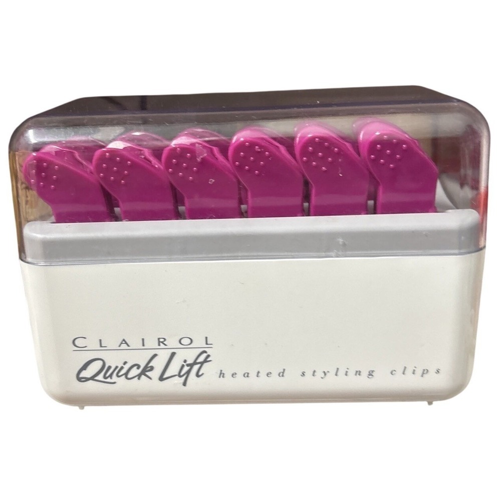Clairol Quick Lift Heated Styling Clips Model L-12 Pink White 12 Piece Set 125W